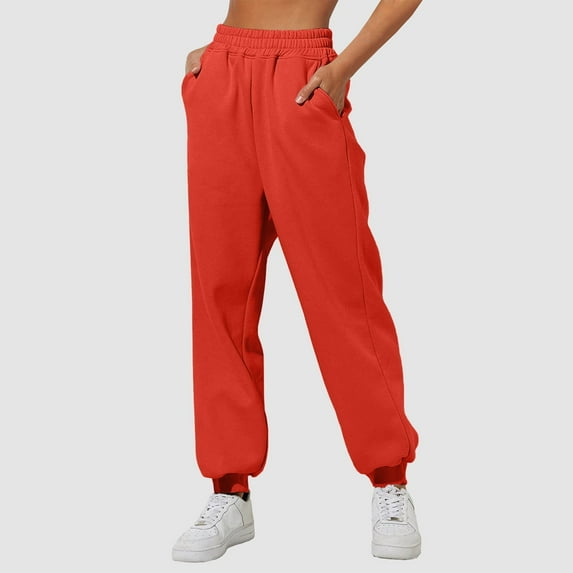 Hauaitttt Women’s Lined Sweatpants Wide Straight Leg Pants Bottom Sweatpants Joggers Pants Workout High Waisted Yoga Pants with Pockets Lady Basketball Jumpsuit Business Casual Women Pants Big And