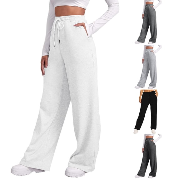 Hauaitttt Women’s Lined Sweatpants Wide Straight Leg Pants Bottom Sweatpants Joggers Pants Workout High Waisted Yoga Pants with Pockets Women Casual Dress Pants for Work Business Casual Pants Women