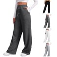 thumbnail image 1 of Hauaitttt Women’s Lined Sweatpants Wide Straight Leg Pants Bottom Sweatpants Joggers Pants Workout High Waisted Yoga Pants with Pockets Women Casual Dress Pants for Work Business Casual Pants Women, 1 of 7
