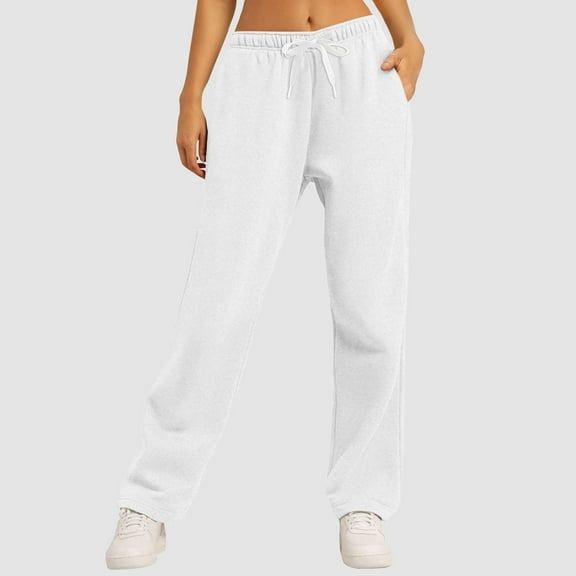 Hauaitttt Women ’s Lined Sweatpants Wide Straight Leg Pants Bottom Sweatpants Joggers Pants Workout High Waisted Yoga Pants with Pockets Womens Flax Pants Business Casual Pants Women plus Track