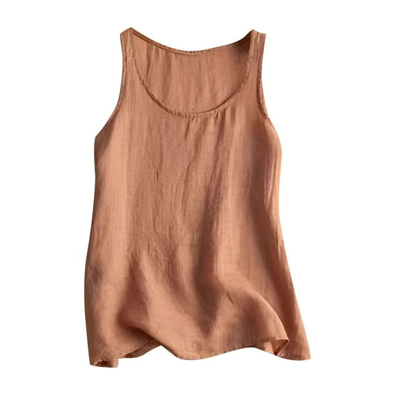 Hauaitttt Women's Linen Loose Fit Casual Sleeveless Tank Top Stylish Plus Size Undershirt for Daily Wear 4 Set Crop Top Workout Tops for Women Sheer Top Women Blouses Women Crop Workout Tee Birthday