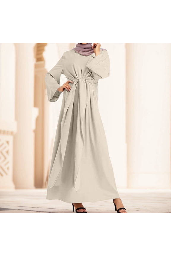 Women's Long Sleeve Dress Vintage Pullover Abaya Prayer Clothes Beads Dresses for Women Nation of Islam Clothes Dress Women Sleeves Designs for Dresses under Scarf Hijab Womens Dresses Size