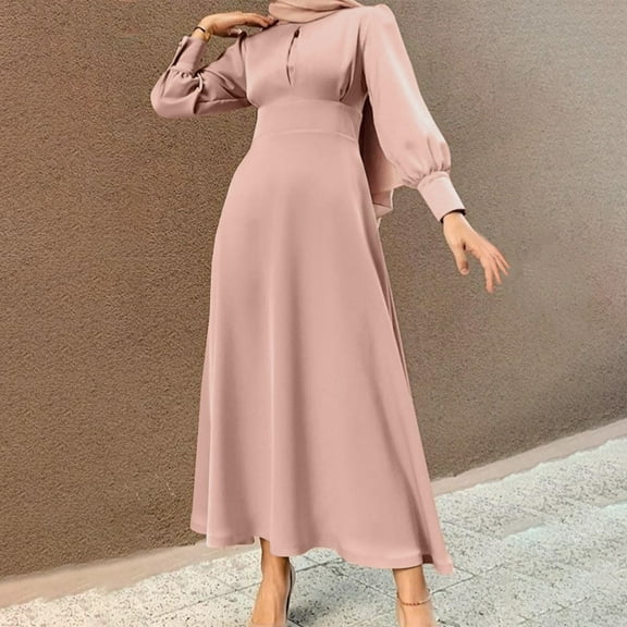 Hauaitttt Women's Long Sleeve Dress Vintage Pullover Abaya Prayer Clothes Girls Scarf Hijab Burkas for Women Dresses for Women Casual Summer Long Sleeve Maxi Dress for Girls Girls Maxi Dress 10 Head