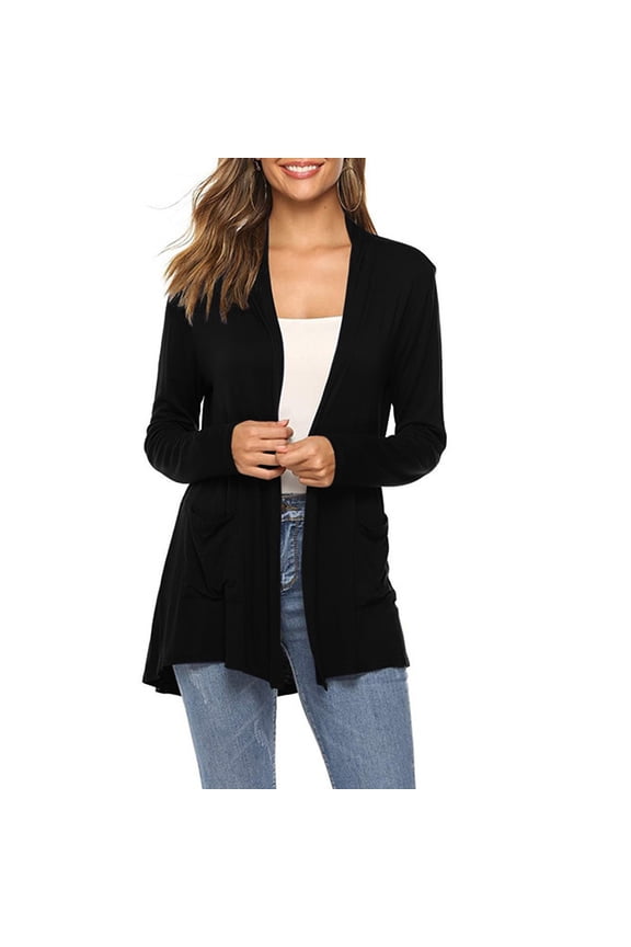 Women's Long Sleeve Open Front Cardigan Casual Loose Lightweight Cardigans with Pockets Long Wrap Cardigans for Women Fall Cardigans Clothes for Women Cardigan Casual Work Sweaters Sweat