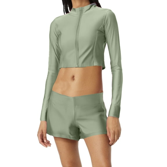 Hauaitttt Women's Outdoor Fitness Yoga Set Long Sleeve Top with Shorts Swimsuits for Women Cute Bathing Suite Bikini Shorts Cute Bathing Suits with Shorts Bikini Suits Dresses Women Girls Swimming