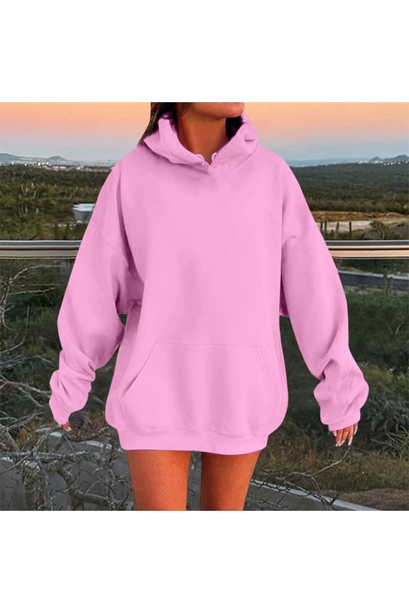 Women's Solid Color Drop Shoulder Hoodie with Pockets Comfortable and Stylish Sweatshirt Top Women Zip up Hoodie Womens Hooded Sweatshirts Pullover Hoodie Zipper Women with Pocket Size Large