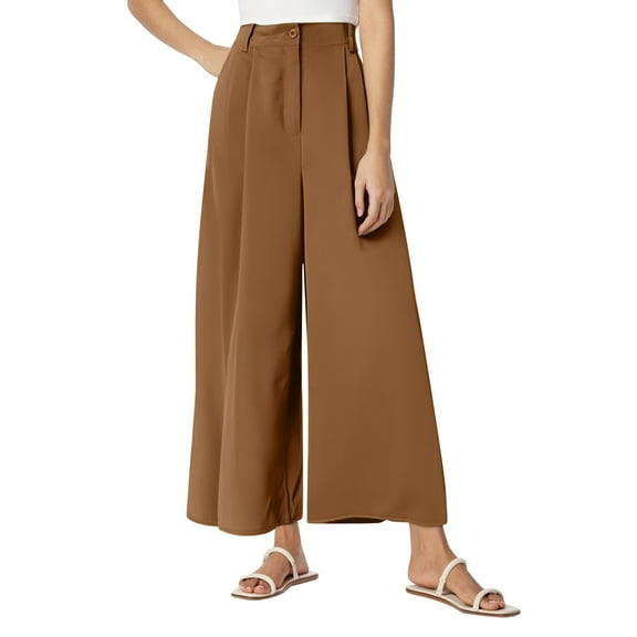 Hauaitttt Women's Solid Color High Waist Pocket Wide Leg Flare Pants Casual Loose Fit Trousers for Summer and Fall plus Size Cropped Pants for Women Casual Track Pants Wide Leg Comfy Pants Hiking