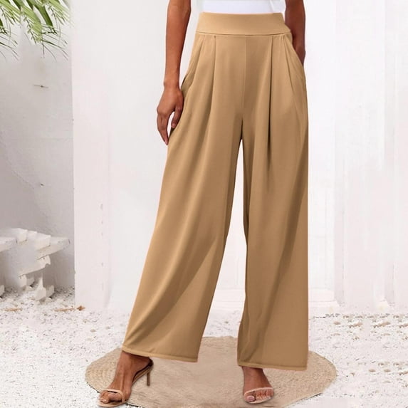 Hauaitttt Women's Solid Color Stretchy Wide Leg Long Palazzo Pants Womens High Waist Trousers and Track Pants Women Cabana Pants Long Yoga Pants Dress Pants for Women Business Casual Size 22 Casual