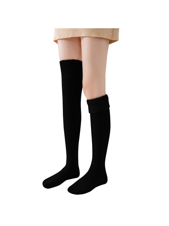 Women's Solid Color Thigh High Socks Winter Knee Warmth Thick Knit Socks Stockings Pack of Stockings for Women Garter Thigh High Sock Boots Knitted Stockings Jasmine Stocking Thigh High