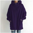 thumbnail image 1 of Hauaitttt Women's Solid Color Zippered Hooded Longline Lined Streetwear Pullover Jacket Extra Long Hoodies Women Long Sleeve Drawstring Top L Hoodie Zipper Hoodies for Women Women's Hoodies Pullover, 1 of 5