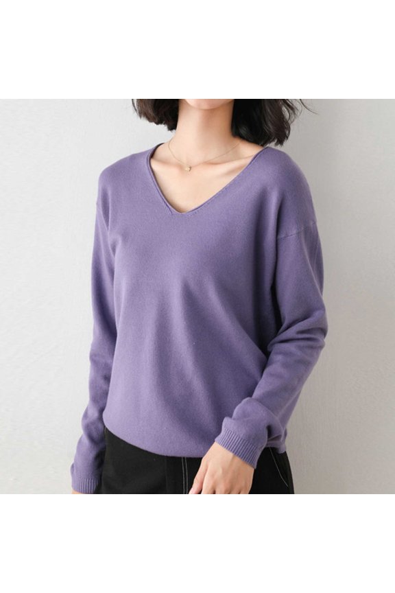 Women's Spring/Autumn V Neck Knit Sweater | Loose Fit | Korean Style | Versatile Layering Piece Sweat Womens Shirt Hoodie Men Lightweight V Neck Sweater Sweaters Bulk Banana Deplorable