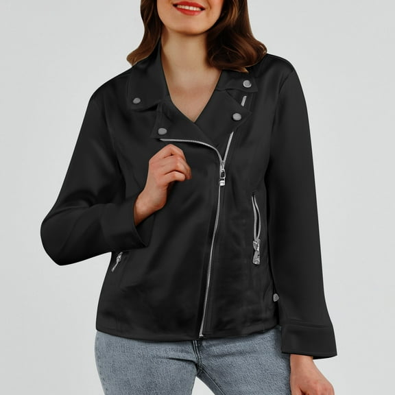 Hauaitttt Women's Spring Fitted Short Collar Zipper Jacket with Suede and Trim Casual Jackets for Women for Winter Womens Casual Light Jackets Jacket for Women Dress Lightweight Jacket for Women