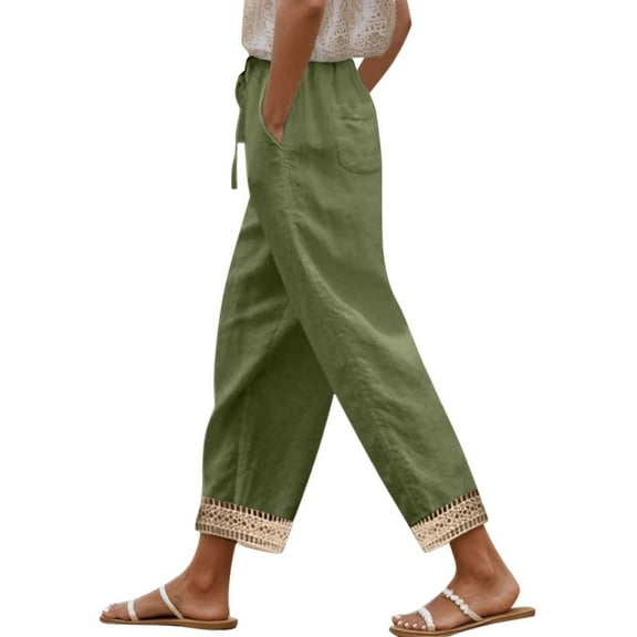 Hauaitttt Women's Summer Casual Hollow Out Long Pants Lightweight Breathable Comfortable Daily Wear High Waist Loose Fit Trousers for Outing with T Shirt Pants for Women Work Casual High Waist Womens