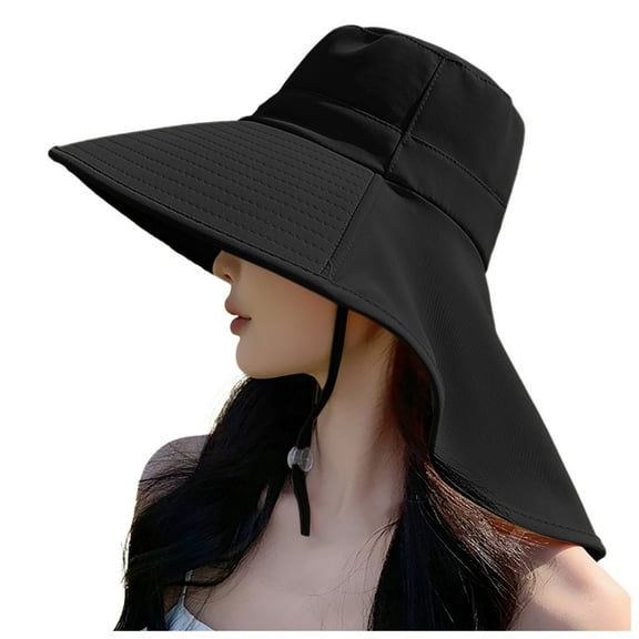 Hauaitttt Women's Summer Large Hat Visor Visor Neck Outdoor Mountaineering Fisherman Sun Hat Men's Cool Bucket Hat Has Ladies Herringbone Fish Hat Has Hat Black Bucket Hat Children Straw Hat Round