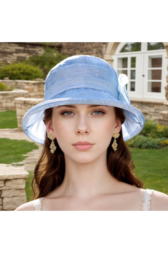 Women's Summer Sun Hat Temperament Versatile Lightweight Sun Basin Bride Wedding Tea Party Summer Sun Hat Ms. Outdoor Elegant Temperament Fabric Sun Hat Hard Hat Mime French Flag 30s Womens