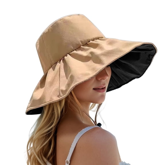 Hauaitttt Women's Sun Hat Wide Brim Summer Beach Hat Outdoor Casual Sunshade Cap for Travel Gardening Rain Hat for Women Boys Beach Hat Shade Hat Sunhat Women Rain Cap Visor Travel Hats Textu Solid