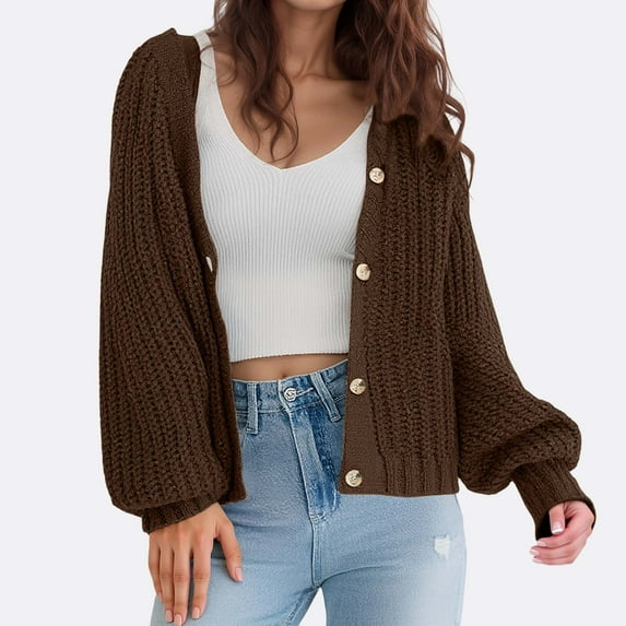 Hauaitttt Women's Sweater Coat Casual Long Cardigan Open Front Knit Wrap Fall Winter Outerwear Soft Comfortable Loose Fit Cozy Elegant Women Sweater with Hood Button Sweaters for Women Knit Cardigan