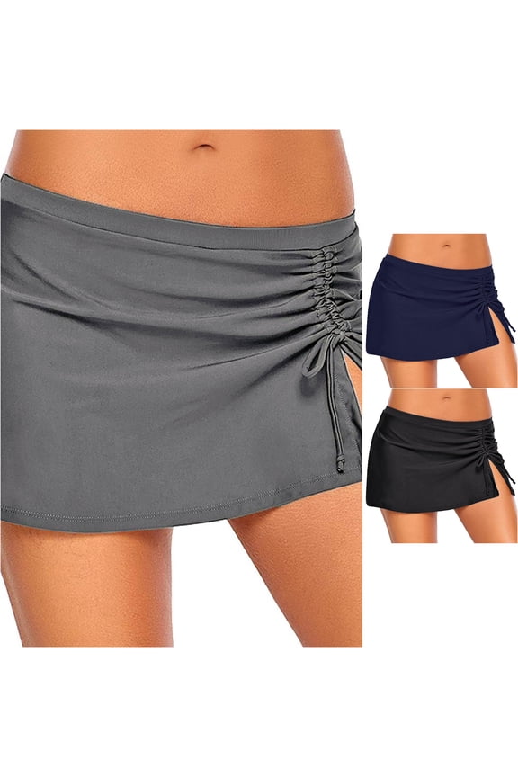 Women's Swim Skirt Bottoms High Waisted Bathing Suit Swimsuits Skirts Pleated Skorts Liner Women's Swim Bottoms Full Coverage No Mesh Swim Trunks Swim Leggings for Women Short Bikini