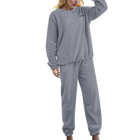 Hauaitttt Women's Warm Set Classic Coral Home Set Autumn and Winter Outwear Pajamas Pajamas and Pants Set Womens Lightweight Pajamas Set Warm Pajama Set for Women Top Pajama Set for Women Nightdress