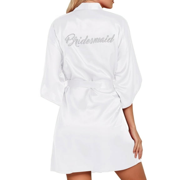 Hauaitttt Women's Wedding Party Robe Letters Kimono Satin Pyjamas Bridesmaid Bathrobe Hooded Bathrobes for Women Petite Robes for Women Flannel Womens Robes Long Satin Kimono Men Bathrobe Towel plus