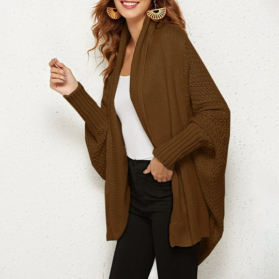Hauaitttt Women's Winter Bat Sleeved Large Size Knit Cardigan Sweater Coat Open Front Knit Leopard Cardigan Cardigan Long Women Cardigans Womens Cardigan Sweaters Tunic Fuzzy Cardigans for Women Knit