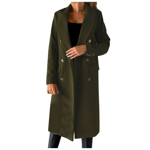 Hauaitttt Women's Wool Coat Blouse Thin Coat Trench Long Jacket Ladies Slim Long Belt Elegant Overcoat Outwear Ladies Outerwear Business Casual for Women Womens Business Casual Outfits for Work Wear