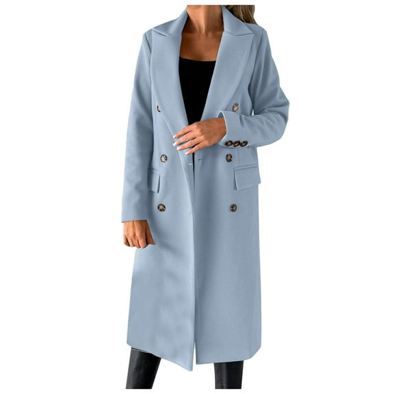 Hauaitttt Women's Wool Coat Blouse Thin Coat Trench Long Jacket Ladies Slim Long Belt Elegant Overcoat Outwear Ladies Outerwear Business Casual for Women Womens Business Casual Outfits for Work Wear