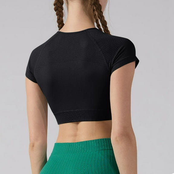 Hauaitttt Women's Workout T Shirt Breathable Round Neck Fitness Tee with Polka Dot Cutout Design for Yoga Running and Gym Tan Raglan Shirt Women Womens Tee Tops Striped Long Sleeved Shirt Women Swim