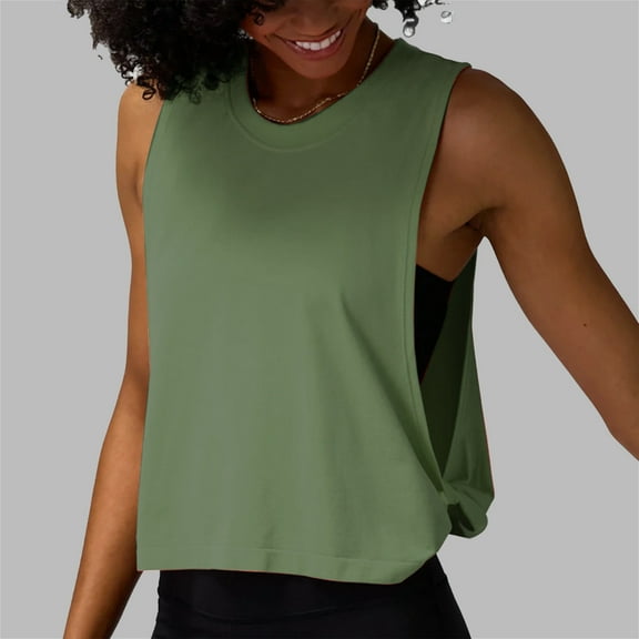Women's Workout Tank Tops for Yoga Gym Fitness Loose Fit Round Neck Sleeveless Side Detail Activewear Casual Comfortable Stretchy Breathable Soft Lightweight Camisole Women Large Long Sleeve