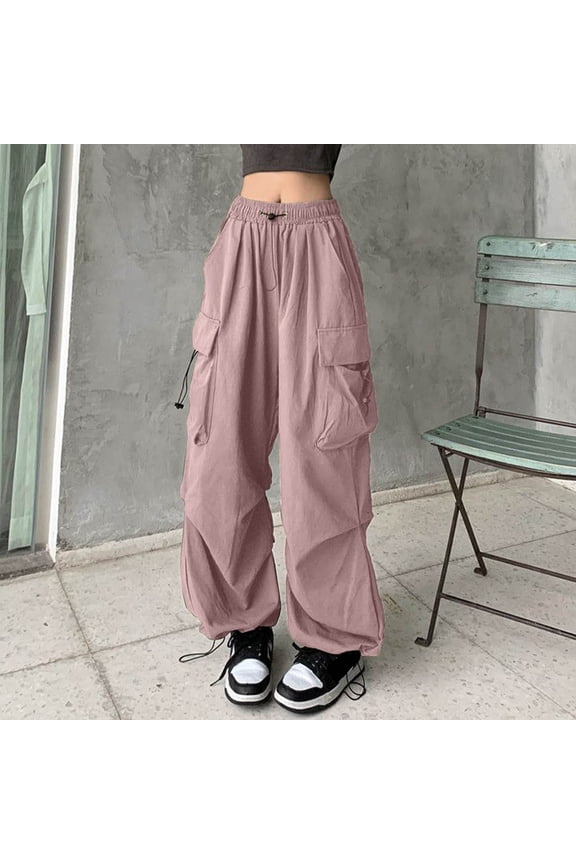 Womens Baggy Cargo Pants Streetwear Hop Joggers Sweatpants Drawstring Casual Loose Wide Leg Trousers Women Pants for Work Casual Work Shorts for Women Women Pants Casual High Waist Women