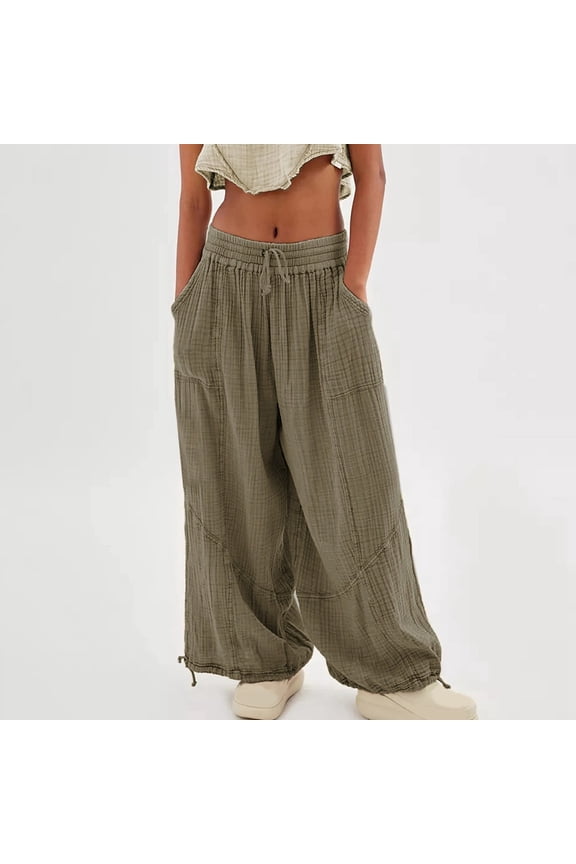 Womens Baggy Utility Pants Summer High Waisted Wide Leg Cargo Pants with Pockets Womens Fall Pants Casual Womens Casual Dress Pants Leg Petite Crop Pants for Women Casual Tan Sweatpants