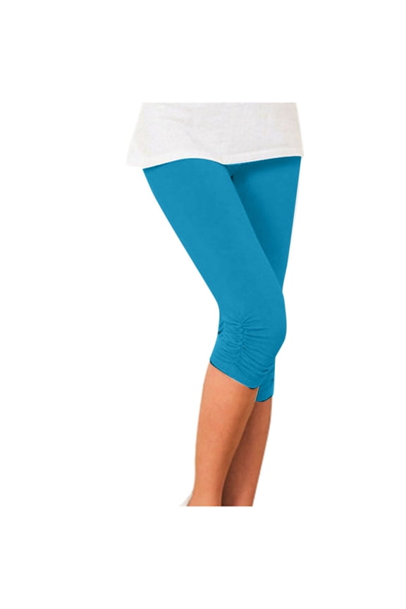 Womens Casual Fashion Elastic Pleated Cropped Leggings Hanging Tendon Pencil Shorts Sweater Leggings for Women Cute Leggings Work Leggings for Women plus Size Cute Pants for Women V Waist