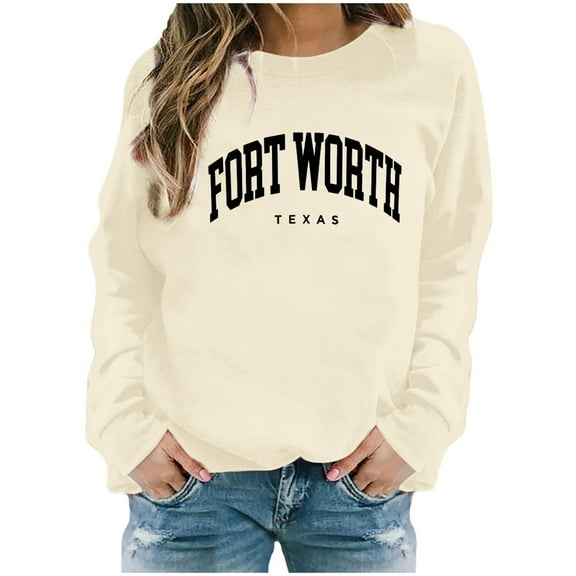 Hauaitttt Womens Casual Letter Print Crewneck Pullover Hoodless Sweatshirt Fall Long Sleeve Sweatshirts Top Blouse 05 Fall Tunic Fall Outfit Cute Top Hooded Sweatshirt Women Binding Athletic Hoodies