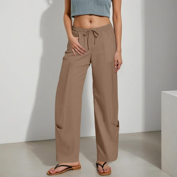 Hauaitttt Womens Casual Solid Color Loose Pockets Elastic Waist Pants Long Trousers Women Harem Pants plus Size Stretch Pants Cute Casual Pants for Women Womens Casual Business Attire Sweatpants for