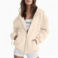 thumbnail image 1 of Hauaitttt Womens Casual Solid Long Sleeve Zipper Hooded Coat Pocket Sweatshirt Tops Long Zip up Winter Zip Ups for Women Women Lightweight Zip Hoodie Trendy Hoodies Long Womens Zip Hoodie All, 1 of 4
