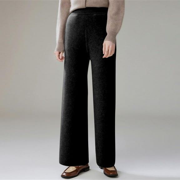 Hauaitttt Womens Comfort Pants Soft Jogger Autumn Winter Wool Knitted Elastic Waist Straight Leg Casual Pants for Women for Work Women Casual Pants Comfy Came Sweatpants for Women Casual Pants Women
