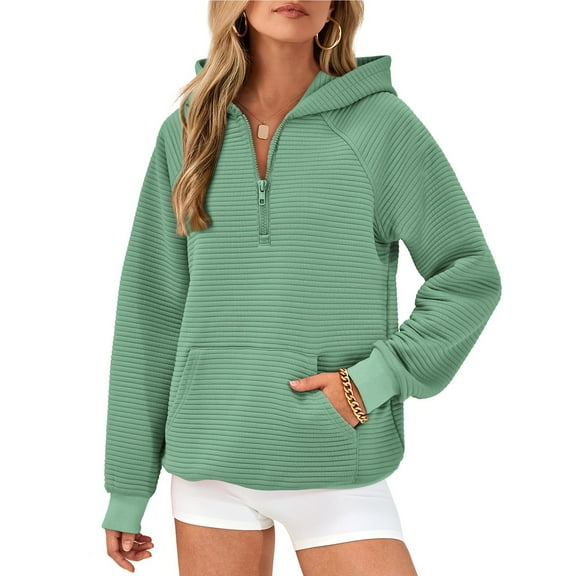 Hauaitttt Womens Fall Fashion Casual Hoodies Quarter Zip Sweatshirts Casual Long Sleeve V Neck Solid Pullover Tops Tunic Sweatshirts Women Women Sweatshirt Dress Womens Zipper Tunic Hoodies Tunic