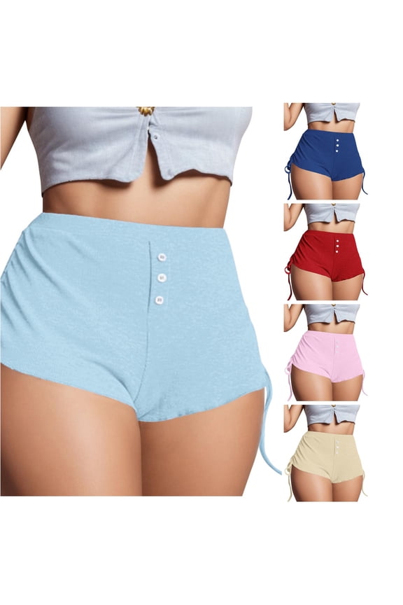Womens Fashion Casual Summer Shorts Side Strap Soild Color Pants Womens Comfy Shorts Fishnet Shorts Women Pajamas for Women Short Sleeve Short for Women Casual Summer under Dress Shorts