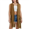 thumbnail image 1 of Hauaitttt Womens Fringe Vest 70s Hippie Sleeveless Western Suede Tassel Leather Outerwear Womens Long Cardigans Lightweight plus Size Cardigan Sweater for Women 3x Cardigan Outfits for Women Sweater, 1 of 6