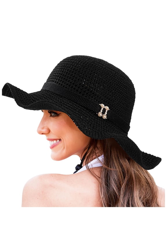 Womens Hat Summer Sun Hat Beach Tourism Hat Ruffle Edge Bow Sun Hat Hat Natural Porky Hat Woman Hats Beaches Hats Hot Beach Get Well Hat Bohemian Hats for Women Summer Where The Road Ends