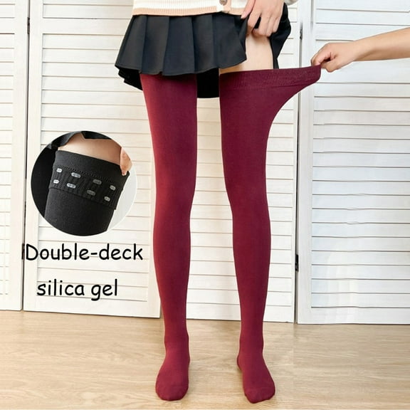 Hauaitttt Womens High Socks Opaque Thigh High Stockings Thigts Hosiery with Silicone Fishnet Holiday Stocking Fishnet Stockings Medium Stocking Christmas Pack Bodysuit Women Silk Belts for Women