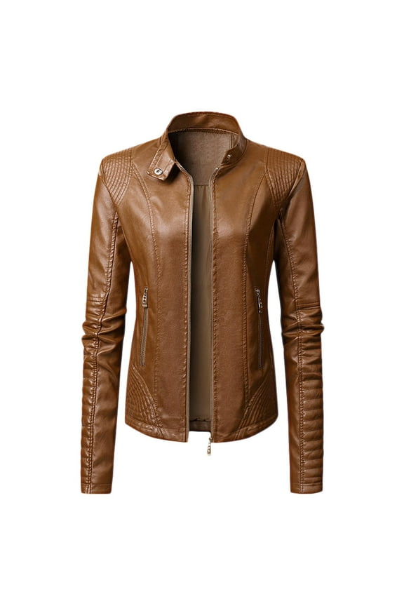 Womens Long Sleeve Leather Jacket Motorcycle Leather Jacket PU Leather Jacket Fashion Womens Jacket Coat Women Long down Coat with Hood Women's Vest Petite Jackets for Women Women Long Coat