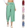 thumbnail image 1 of Hauaitttt Womens Pants High Waisted Wide Leg Casual Loose Trousers with Pockets Loose Womens Pants Elastic Waist Women Harem Pants Women Casual Pants Suits Women Pants for Work Casual Casual Dress, 1 of 5