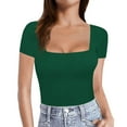 thumbnail image 1 of Hauaitttt Womens Short Sleeve Long Sleeve Square Neck T Shirts Tops Tees Long Sleeve Tee for Women Stretch Shirts for Women Shirt and Shirt Set Women Plain Casual T Shirts for Women Tunic Raglan, 1 of 7