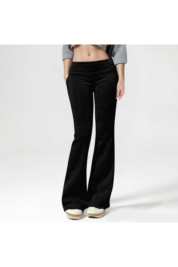 Womens Solid Color Large Folding Bottom Pants Sports Pants Elastic Bottom Pants Women's Pants for Work Business Casual A Women Pants Pants for Women Work Casual High Waist Womens Patchwork