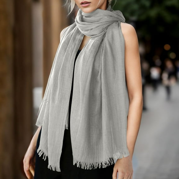 Hauaitttt Womens Solid Color and Linen Scarf for All Season Beach Strip Scarf Mens Scarf Long Snob Wrap Camping Scarf Winter Cute Fall Scarves Wrapping Scarf for Hair Silk Scarf Hair Hats and Scarves