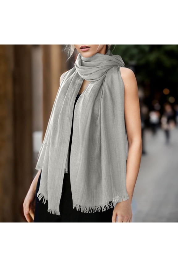 Womens Solid Color and Linen Scarf for All Season Beach Strip Scarf Mens Scarf Long Snob Wrap Camping Scarf Winter Cute Fall Scarves Wrapping Scarf for Hair Silk Scarf Hair Hats and Scarves