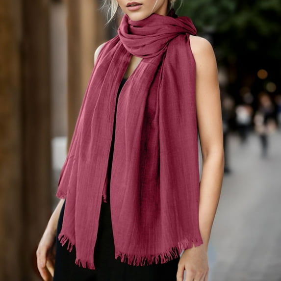 Hauaitttt Womens Solid Color and Linen Scarf for All Season Beach Strip Scarf Mens Scarf Long Snob Wrap Camping Scarf Winter Cute Fall Scarves Wrapping Scarf for Hair Silk Scarf Hair Hats and Scarves