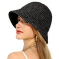thumbnail image 1 of Hauaitttt Womens Sun Hat Handmade Straw Bucket Wide Brim Packable Travel Summer Cap for Beach UPF 50+ Visors Women Cap Beach Men Outdoor Hats Men Solar Power Hats for Men Flop Hats up Top Hats Tennis, 1 of 3