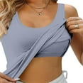 thumbnail image 1 of Hauaitttt Womens Tank Tops with Built In Bras 2025 Summer Casual Crew Neck Sleeveless Camisole Plus Size Padded Workout Tops Womens Muscle Top Muscle Tops for Women Petite Base Shirt Birthday Top for, 1 of 3